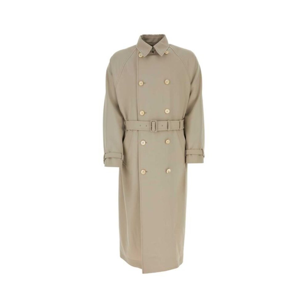Prada Men Cappuccino Gabardine Trench Coat